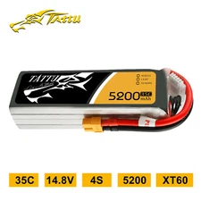 Tattu 5200mAh 14.8V 35C 4S Lipo Battery XT60 Plug For RC Car Truck Heli Airplane