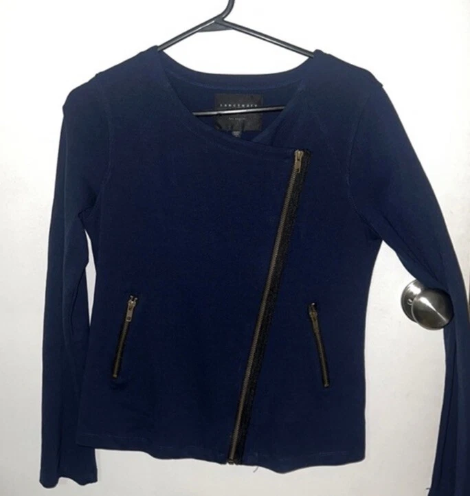 VETEMENTS Sanctuary Clothing LA Blu Navy SmallJacket Cerniera Asimmetrica 2 Tasche con Zip