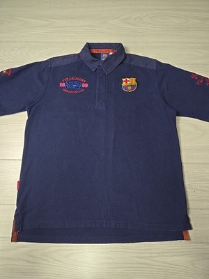 FCB Barcelona Polo Shirt Mens XL Embroidered Logos Used Soccer Football 