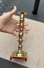 Heavy Brass Taper Candlestick Holder Single 10” Holiday Table Decor