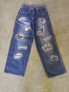  FNF Function n Future Jeans Mens 30 x 32  Vintage NBA TEAM PATCHES NEVER WORN