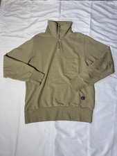Universal Works Quarter Zip Sweatshirt Khaki Olive Portugal Small Cotton