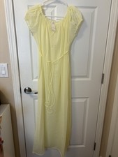 VTG Hollywood Vassarette Munsingwear Yellow Nightgown Flower Appliqu s Sz MED