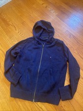 Tommy Hilfiger Sweater Hooded Zippered jacket navy blue men s Size Medium
