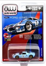 1966 FORD GT40 RHD #1 LIGHT BLUE 1/64 DIECAST MODEL CAR BY AUTO WORLD CP7921