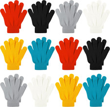 12 Pairs Kid's Winter Magic Gloves Children Stretchy Warm Magic Gloves Boys or G
