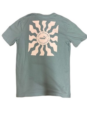 PUMA Sun Ray Circle Logo Crew Neck Short Sleeve T-Shirt Mens Blue Casual Top
