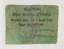 Notgeld Nowe Miasto w Prusach Zachodnich, Wejherowo, voucher powyżej 50 fenigów z 1914 roku