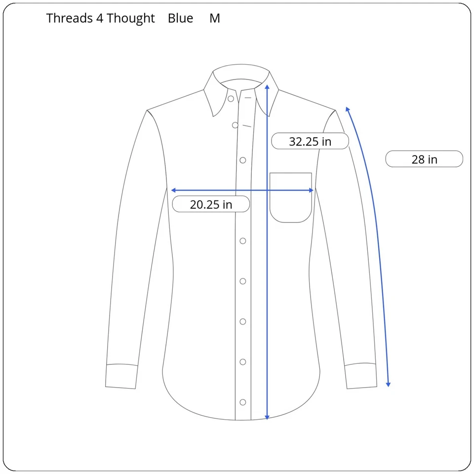 New Threads 4 Thought Men's Medium Long Sleeve Blue Organic Button Down Shirt - Image 3 of 4