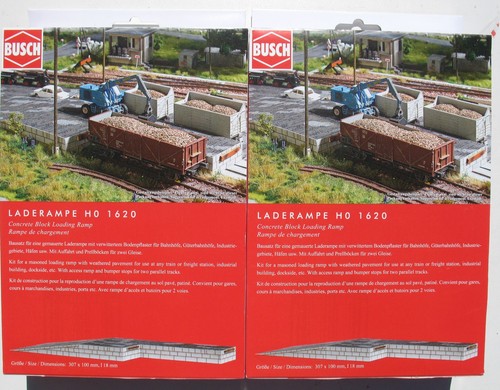 2x BUSCH 1620 rampa de carga H0 ferrocarril kit para estación de mercancías puerto industria | Zustand: Gebraucht