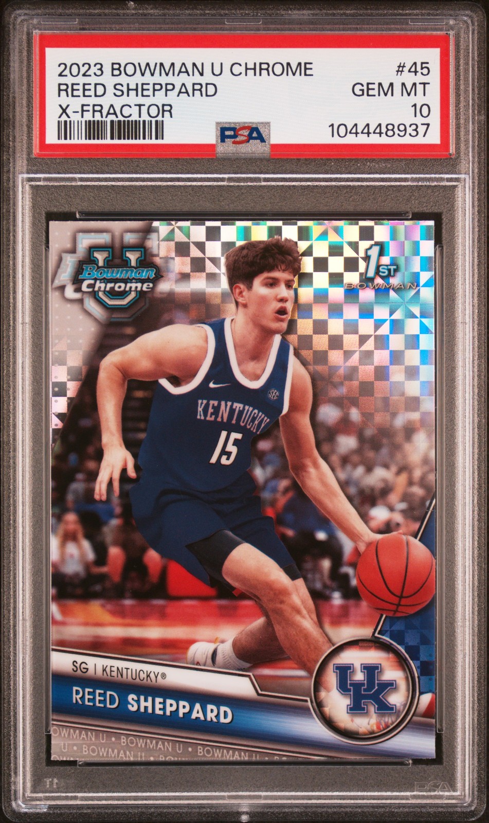 2023 BOWMAN UNIVERSITY CHROME X-FRACTOR #45 REED SHEPPARD PSA 10