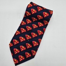 Superman Tie Mens DC Comics Iconic Shield Logo Necktie Polyester Blue Red