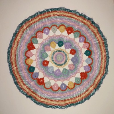 Gehäkelte Art Deco Crochet Table Mat Tischdecke Ø 46 cm - Top Zustand