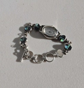 Vintage Sterling Stainless Steel Back And Opal Woman's Watch 