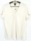 NWT ANN TAYLOR Women's Lightweight Silk Cotton Blouse Short Sleeve Ivory Size XL