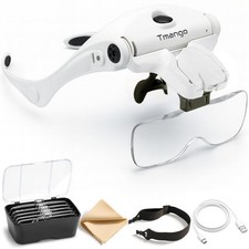 Lighted Headband Magnifier   Hands-Free Magnifying Tool for Jewelry, Eyelash ...