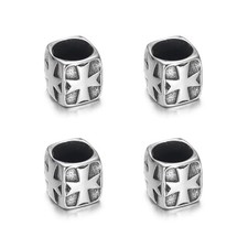 4 Pcs 8mm Large Hole Stainless Steel Beads Cube Metal Spacer Loose Bead for