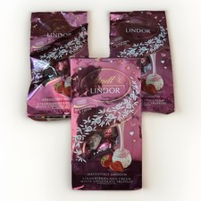 3 pk Lindt Lindor Limited Edition Strawberries  Cream White Chocolate Truffles