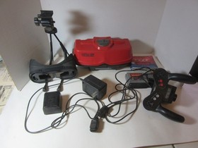 Vintage Virtual Boy with many computer games and 3D adapter, Water World, Mario