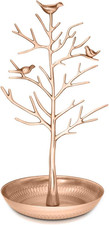 Silver Birds Tree Jewelry Stand Earring Necklace Holder Organizer Rack