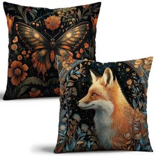 William Morris Inspired Fox  Butterfly Pillow Cover 18x18 Inches Set of 2 -...