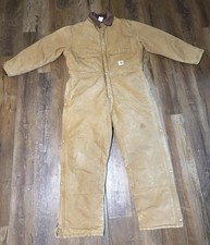 Vintage Carhartt Brown Duck Quilted Coveralls Boiler Suit Mens 48S USA Made