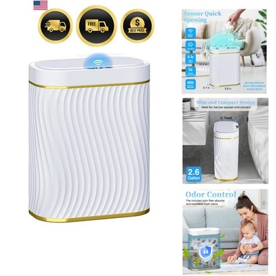Automatic Motion Sensor Bathroom Small Trash Can with Lid, 2.6 Gallon Touchle...