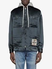 Gucci Worldwide Logo Patch Hooded Zip-Up Jacket Size 48 MSRP 1588