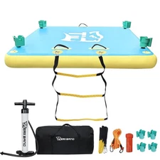 TGERXBANG Inflatable Floating Dock with Cup Holder Swim Air Platform Multi-Pe...