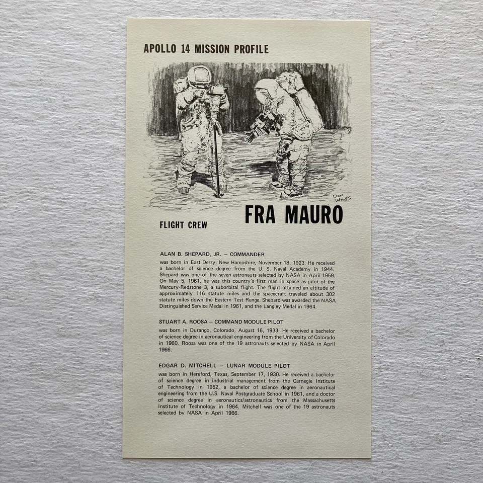 Apollo 14 Commemorative Cover + Fra Mauro Mission Profile Info Card 1-31-71 - Image 3 of 4