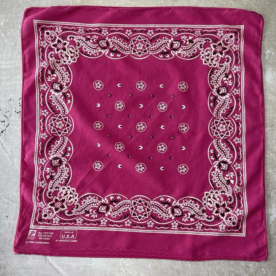 Vintage Bandana Lot Orange Fuchsia Pink Made in USA All Cotton Paris Rn 13960 - Image 2 of 4
