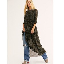 Free people Hello And Goodbye floral Mesh Midi Dress Sz M