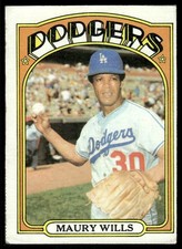 Maury Wills 1972 Topps #437 Los Angeles Dodgers Vintage Baseball Card VG
