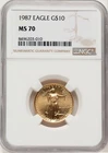 1987 $10 Quarter-Ounce Gold Eagle NGC MS70 (777120012)