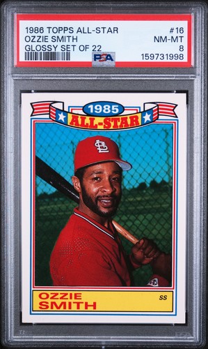 Ozzie Smith #16 1986 Topps All Star Glossy Set of 22 card