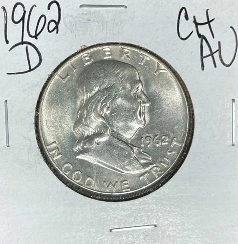 1962-D  FRANKLIN SILVER HALF DOLLAR ~ CH AU  ~ NICE COIN ~ 90% SILVER