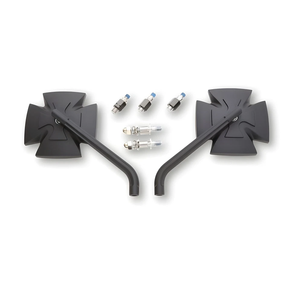 Highsider Spiegel IRON CROSS, schwarz eloxiert