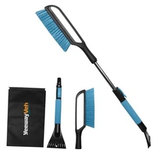  35" Snow Brush and Ice Scraper, Extendable Snow Scraper for Car Blue