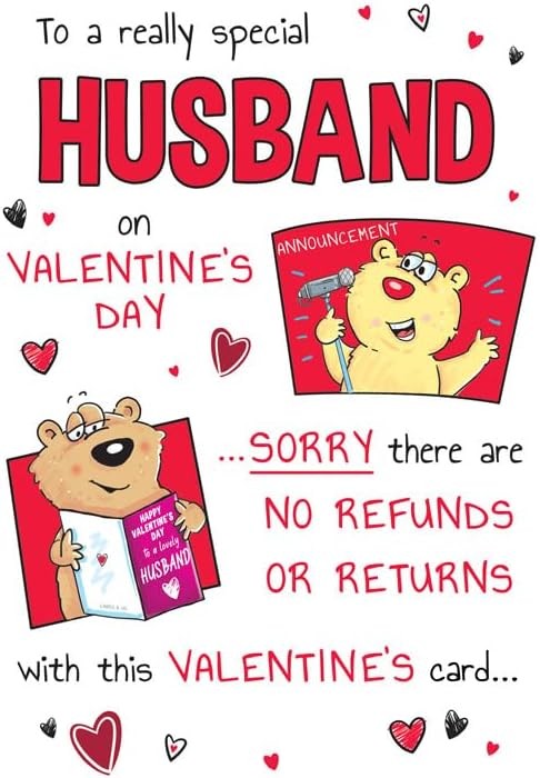 Happy Valentine's Day Husband. Humour Card . 9x6 Inches (23x15cm)
