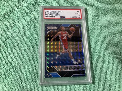 2016-17 Panini Prizm Mosaic BLUE REFRACTOR Ben Simmons #6 PSA 9 MINT Rookie RC - Picture 3 of 6