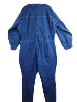 Vintage 90s Fashion Nova Womens Blue Denim Jumpsuit Work Coveralls - Main Image