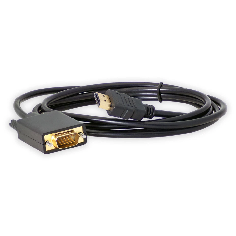 1,8m HDMI   VGA Kabel Adapter Stecker FullHD 1080p PC Monitor Computer Vergoldet - Bild 4 von 4