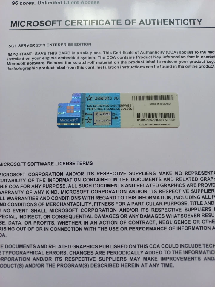 Microsoft SQL Server 2019 Enterprise 96 Core Authentic unlmitd CALs DG7GMGF0FKZV - Image 2 of 3