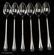 Vintage William Rogers Set of 6 Silver Plate Iced Tea Spoons 7 1/2"
