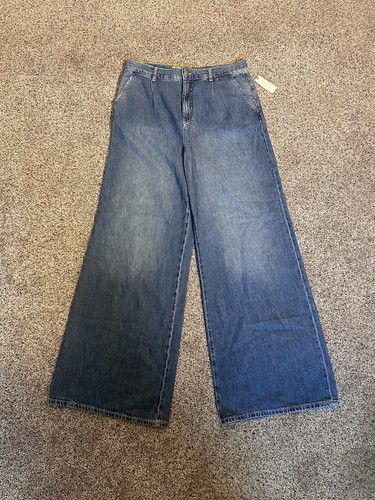 NEU Neu mit Etikett Anthropology Pilcro Damenjeans 30 (32 x 33) blau entspannt weites Bein Stretch