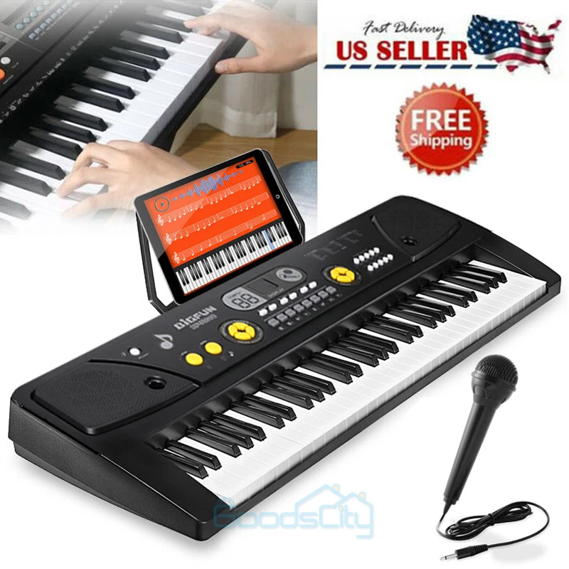 Teclado electrónico de música de 61 teclas órgano de piano digital eléctrico con soporte y micrófono Foto 2 de 4