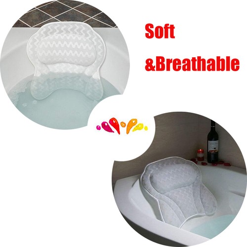 Spa 3D Mesh Bath Pillow Neck Back Support Bathtub Tub Cushion Soft 6 Suction Cup - Picture 4 of 12