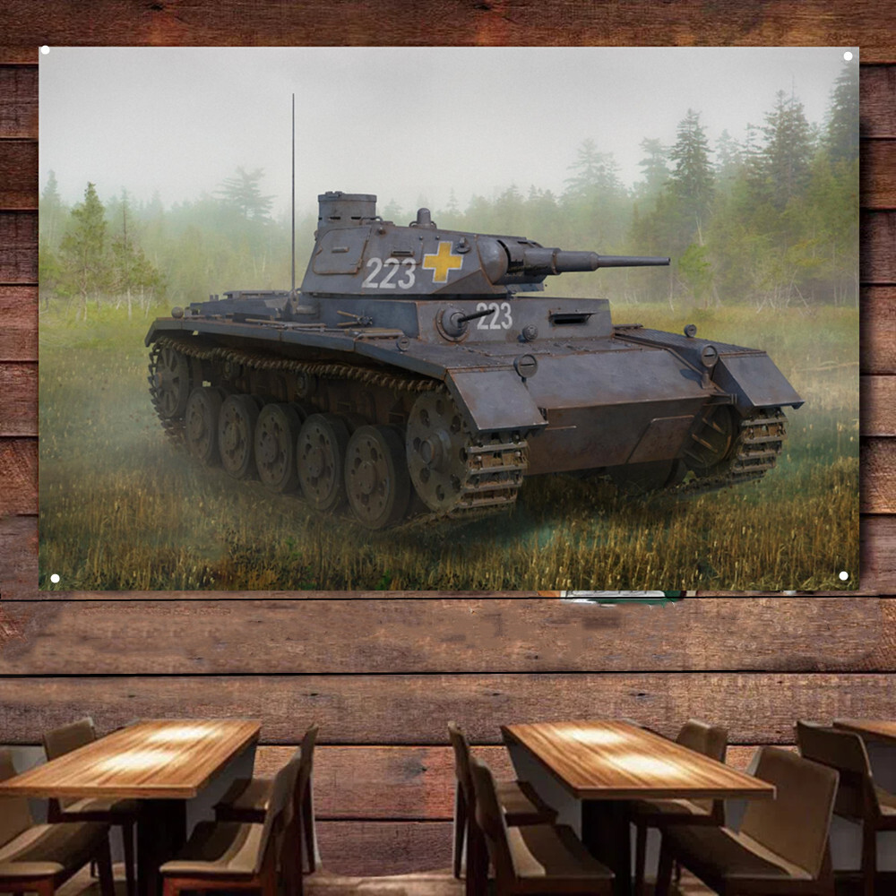 WW II Germany Armored Tank Military Art Banner Wall Decor Painting Flag