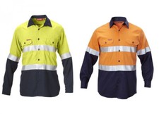 Hard Yakka Hi-Vis Tecasafe Safety Shirt Perforated FR Tape, Choose Size (Y04201)