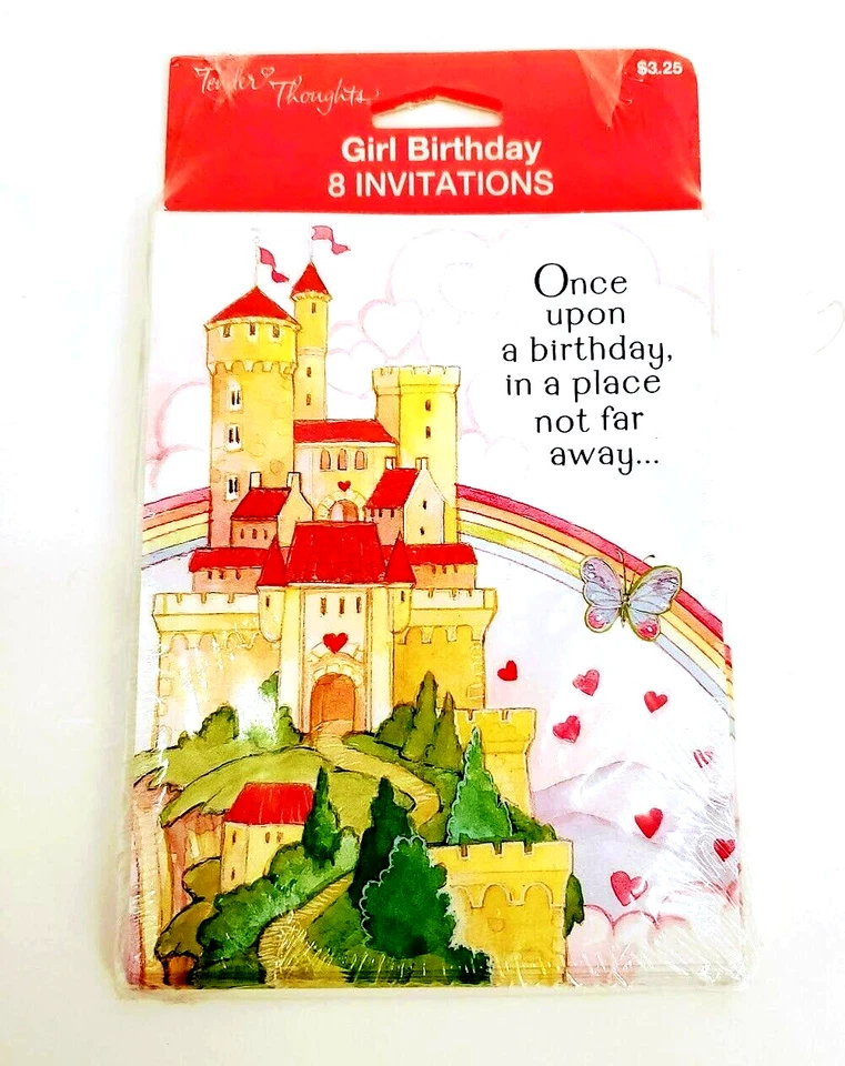 Tender Thoughts Girl Birthday Card Invitation 5 Pack Princess Royal 8 Per Pack - Image 2 of 4